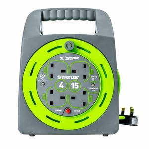 Status 4 Socket Handbag Cable Reel with Thermal Cut Out 13Amp 15m - DZ473 - 1