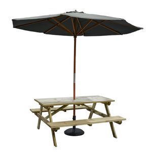 Rowlinson Willington Wooden Parasol Grey 2.7m with Base 15kg - HP885 - 3