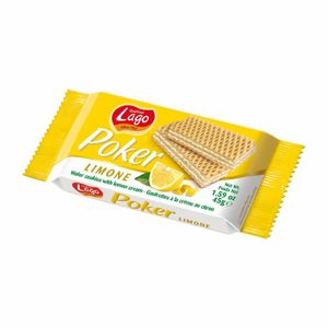 Lago Poker Lemon Cream Wafers 45g (Pack of 20) - HT329 - 1