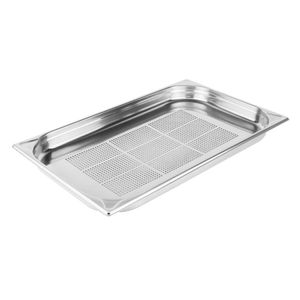 Vogue Stainless Steel Heavy Duty Perforated 1/1 Gastronorm Tray 40mm - DM972 - 1