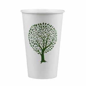 Vegware Green Tree White Hot Cups 16oz 89-Series (Pack of 1000) - HX491 - 1