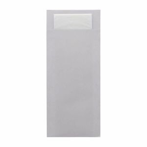 Europochette Classic Size Sea Salt Grey Cutlery Pouch with White 2ply Napkin (Pack of 500) - HX972 - 1