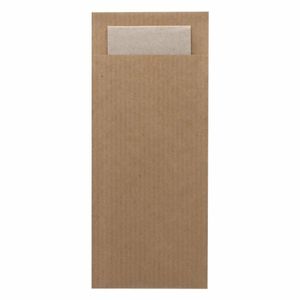 Europochette Classic Size Kraft Brown Cutlery Pouch with Kraft 2ply Napkin (Pack of 500) - HX970 - 1
