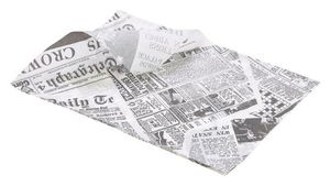 Greaseproof Paper White Newspaper Print 25 x 35cm - 1
