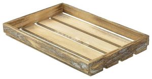 Genware Dark Rustic Wooden Crate 35 x 23 x 4cm - 1