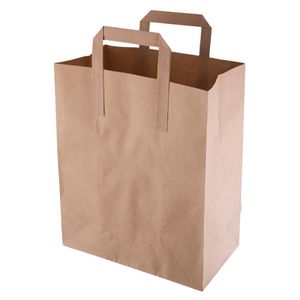 Fiesta Recyclable Flat Handle Brown Paper Bags Medium (250 Pack) - JA528 - 1