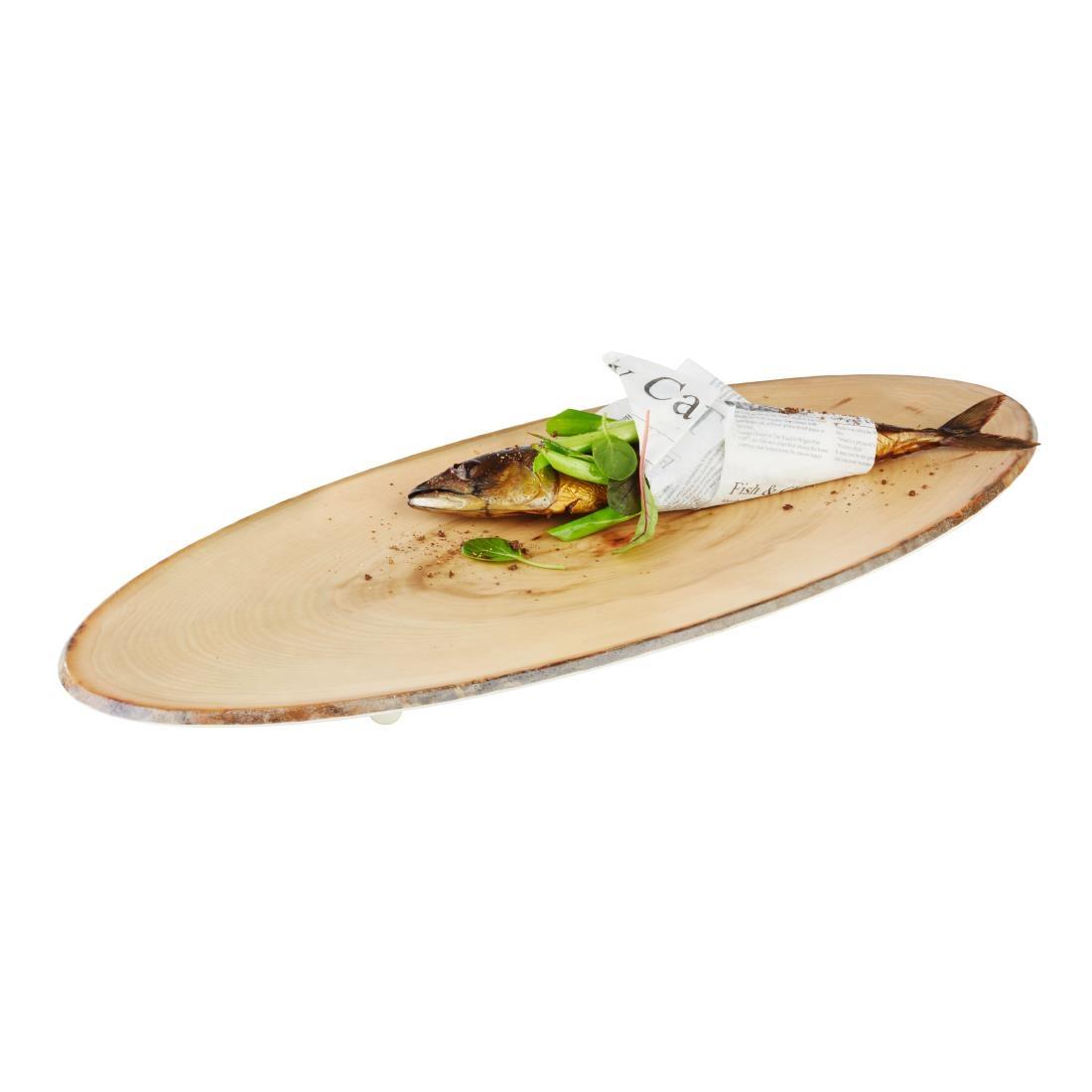 APS Timber Oval Melamine Platter 650 x 260mm - Each - CS099 - 1
