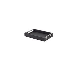 GenWare Solid Black Tray with Metal Handles 30 x 20cm - BTM3020BK - 1