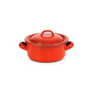 Pujadas Red Mini Enamelled Steel Casserole with Lid Diameter120mm - 1