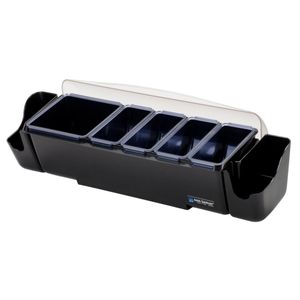 San Jamar 5-Compartment Dome Garnish Centre with Snap-On Caddies - 3