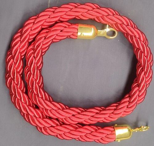 Barrier Rope Red- Brass Plated Ends - BR-RBP - 3