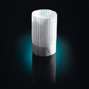 Box Of 100 (10 Bags Of 10) White "grand Chef" Chef"s Hats Non-woven Pleated H 30cm With Cap - 716702 - 1