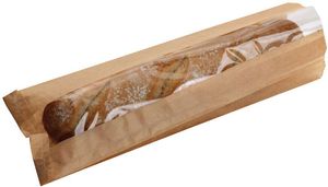 Packet Of 1,000 Kraft Individual Baguette Paper Bags With Polypropylene Window 110x310 Mm With 40 Mm Gussets - 718136 - 1