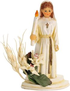 Box Of 1 Communion Figurine, With Candle And Ear Of Wheat, Girl H 10cm - 875044 - 1