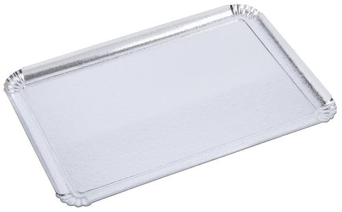 Packet Of 25 Foil Cardboard Trays 1 Side Silver 28x19cm - 930401 - 1