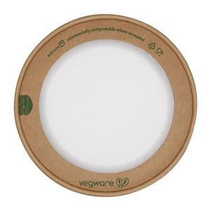 Vegware Round Paper Lids with Window Kraft 150-Series (300 Pack) - JE053 - 1
