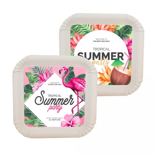 Custom Branded Square Paper Plate (20cm) - C5579 - 1