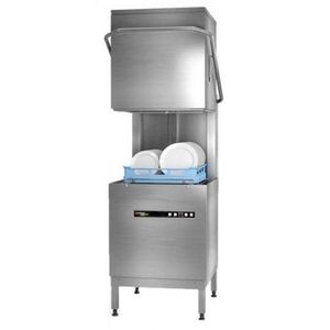 Hobart Ecomax Plus H615W-10D 500mm Basket Hood / Passthrough Dishwasher with Drain Pump, 18 Plates - H615W-10D - 1
