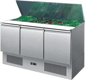 Ice-A-Cool ICE3850GR 3 Door Refrigerated Saladette Preparation Counter, 380 Litres - ICE3850GR - 1