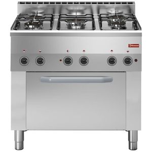 Diamond C5FV6-PN 5 Burner Gas Range on Electric Convection Oven, 4 x 1/1 GN - C5FV6-PN - 1