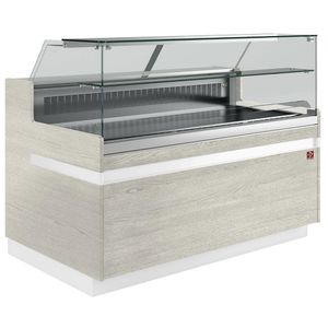 Diamond VB10XF1/R2 Flat Glass Light Wood Refrigerated Serveover Counter, 2538mm - VB25XF1-R2 - 1
