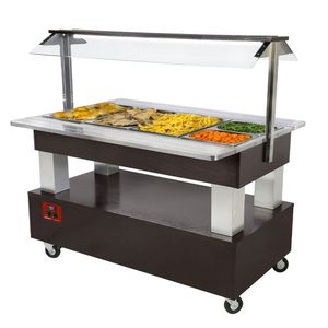 Diamond BBM/4N-B1 Wengé Wood Warming Bain Marie Salad Bar, 4 x 1/1 GN - BBM-4N-B1 - 1