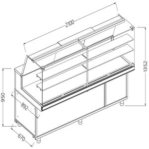 Diamond CA21X Refrigerated Patisserie Display Counter, 2100mm - CA21X - 1