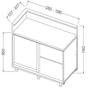 Diamond LB90SX/5 Neutral Bar Counter Units With Fitting For Service Top (Left) - LB90SX-5 - 1