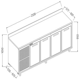 Diamond NLV25X/5 Neutral Rear Cabinet, With Backsplash - NLV25X-5 - 1