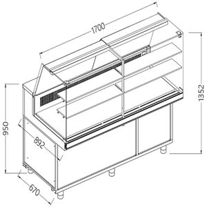Diamond SA17X/R Snack Patisserie Display Counter, 1700mm - SA17X-R - 1