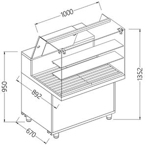 Diamond VPA10X Bread Snack High Glass Display Counter, 1000mm - VPA10X - 1