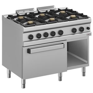 Diverso WR-G6BF-F2 Gas range 6 burners, on gas oven GN 2/1 and cupboard - WR-G6BF-F2 - 1