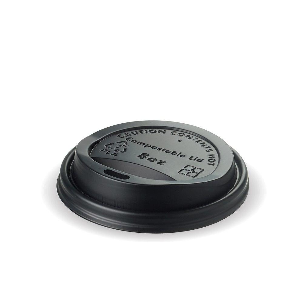 8oz Black CPLA Coffee Cup Lids (Case of 1,000) - 1228 - 1