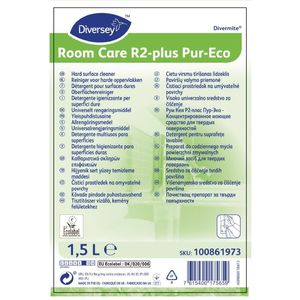 Room Care R2-plus Pur-Eco Hard Surface Cleaner and Disinfectant Concentrate 1.5Ltr (2 Pack) - FA273 - 3