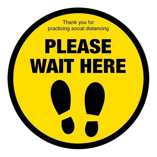 Please Wait Here Social Distancing Floor Graphic 400mm - FN361 - 1