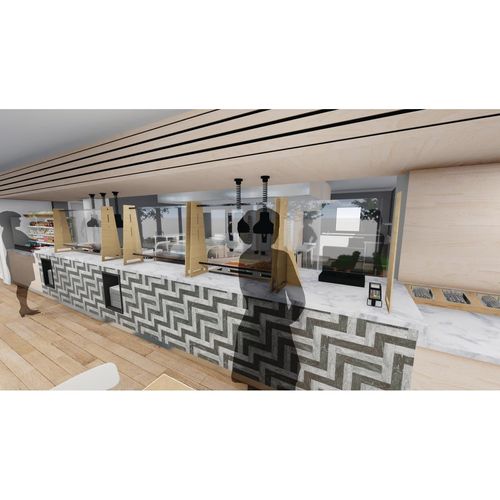 Bolero Canteen-Style Counter-Top Sneeze Guard Light Oak 860 x 900mm - FP424 - 2