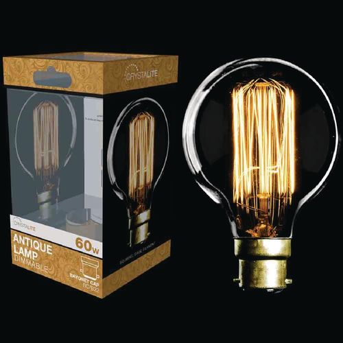 Crystalite CFL Antique Squirrel Cage Golf Ball Bulb Bayonet Cap 60W