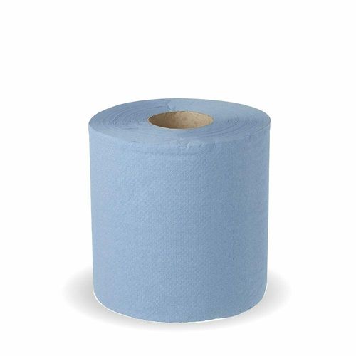 BioPak 11x18cm Economy 2-Ply Centre Pull Blue Rolls | Recycled Paper Pulp (Case of 6) - L-BR-2PLY - 1