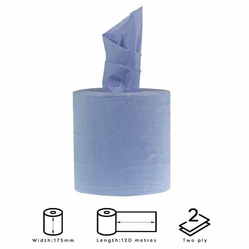 Jantex Centrefeed Blue Rolls 2-Ply 120m (Pack of 6) - DL921 - 1