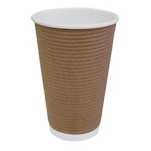 Fiesta Recyclable Coffee Cups Ripple Wall Kraft 455ml / 16oz (Pack of 500) - GF024 - 1