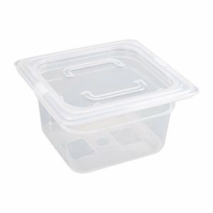 Vogue Polypropylene 1/6 Gastronorm Container with Lid 100mm (Pack of 4) - GJ526 - 3