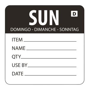 Vogue Dissolvable Day of the Week Labels Sunday (Pack of 250) - GH357 - 1