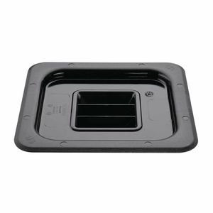 Vogue Polycarbonate 1/6 Gastronorm Lid Black - U478 - 1