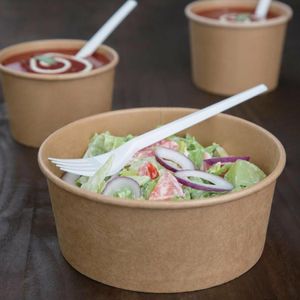 Fiesta Compostable Round Kraft Salad Bowls 750ml / 26oz (Pack of 300) - FB197 - 3