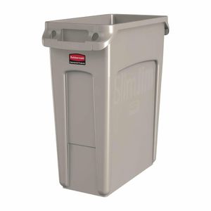 Rubbermaid Slim Jim Container With Venting Channels Beige 60Ltr - DY112 - 1