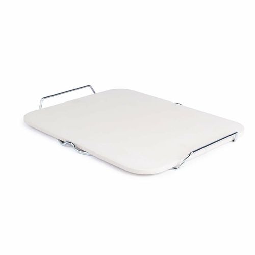 Rectangular Pizza Stone with Metal Serving Rack 15in - CL713 - 1