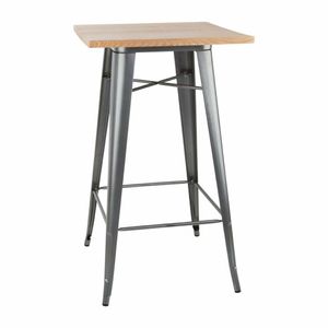 Bolero Bistro Bar Table with Wooden Top Gun Metal (Single) - FB596 - 1