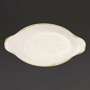 Churchill Stonecast Oval Eared Dishes Barley White 232mm (Pack of 6) - DS490 - 1