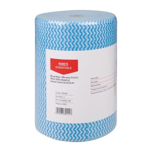 Nisbets Essentials Non-Woven Cloths Blue (Roll of 300) - FB968 - 2