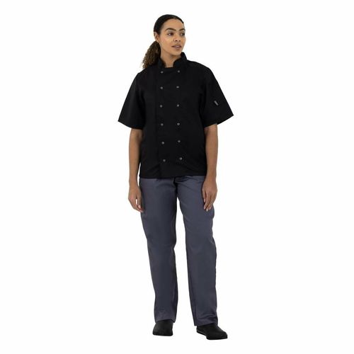 Whites Vegas Unisex Chefs Jacket Short Sleeve Black XXL - A439-XXL - 5